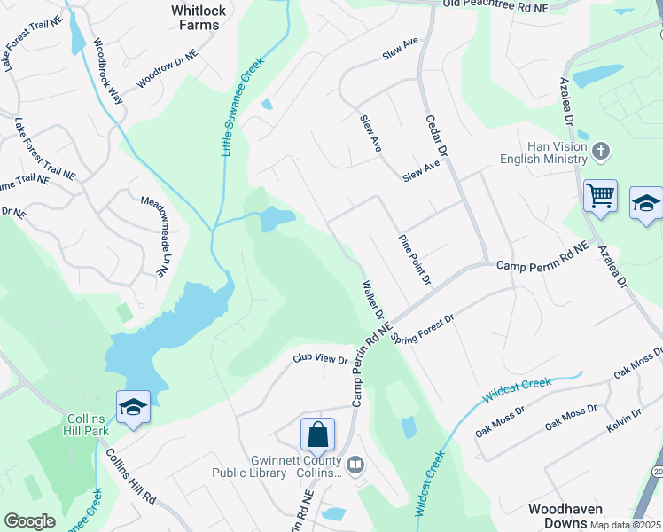 map of restaurants, bars, coffee shops, grocery stores, and more near 2228 Walker Drive in Lawrenceville