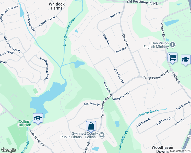 map of restaurants, bars, coffee shops, grocery stores, and more near 2228 Walker Drive in Lawrenceville