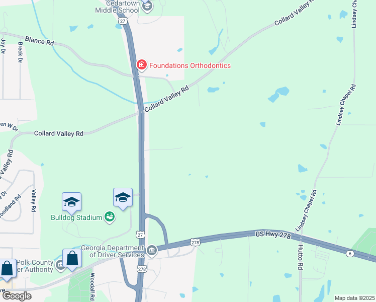 map of restaurants, bars, coffee shops, grocery stores, and more near Cuzzort Road in Cedartown