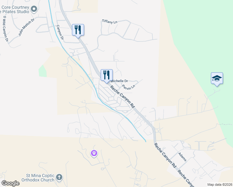 map of restaurants, bars, coffee shops, grocery stores, and more near 3017 Shane Drive in Colton