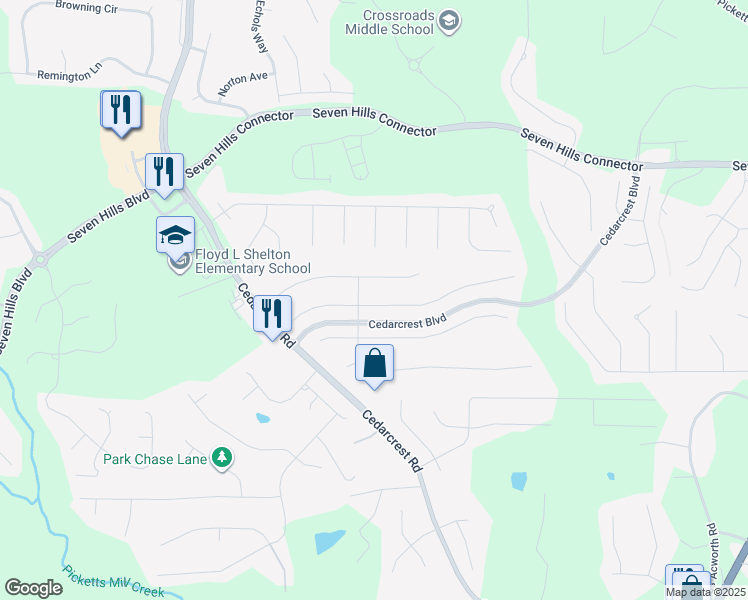 map of restaurants, bars, coffee shops, grocery stores, and more near 39 Parkmont Way in Dallas