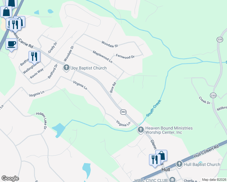 map of restaurants, bars, coffee shops, grocery stores, and more near 724 Glenn Carrie Road in Hull