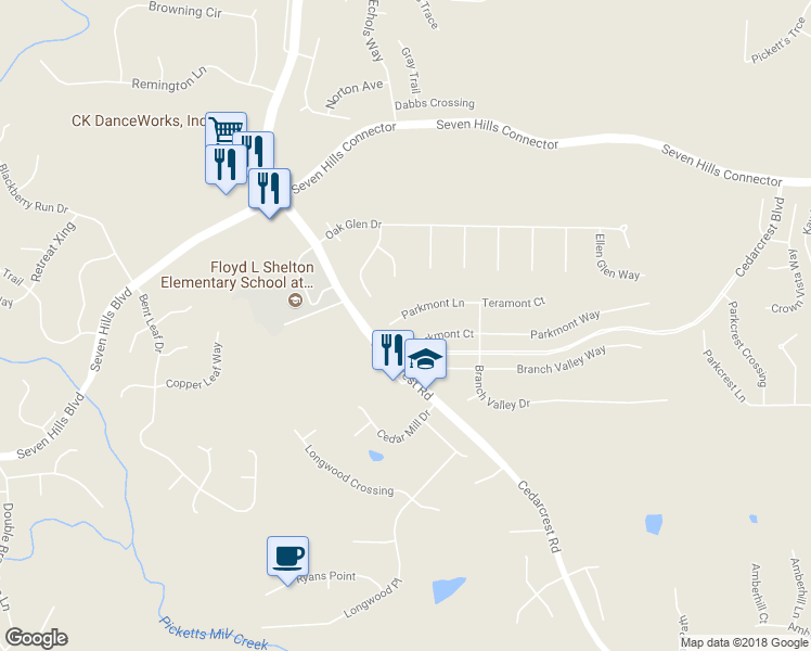 map of restaurants, bars, coffee shops, grocery stores, and more near 187 Parkmont Lane in Dallas