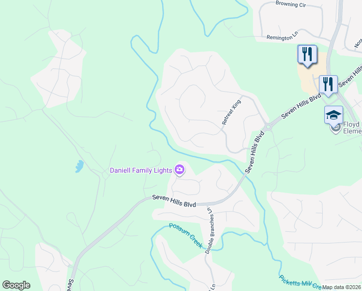 map of restaurants, bars, coffee shops, grocery stores, and more near 245 Shoal Creek Way in Dallas