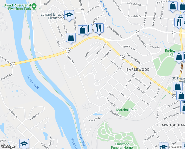 map of restaurants, bars, coffee shops, grocery stores, and more near 520 Laurel Hill Lane in Columbia
