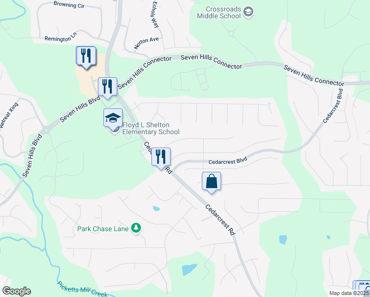 map of restaurants, bars, coffee shops, grocery stores, and more near 84 Parkmont Court in Dallas