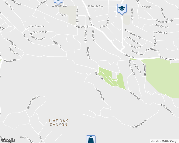 map of restaurants, bars, coffee shops, grocery stores, and more near 1710 Fairmont Drive in Redlands