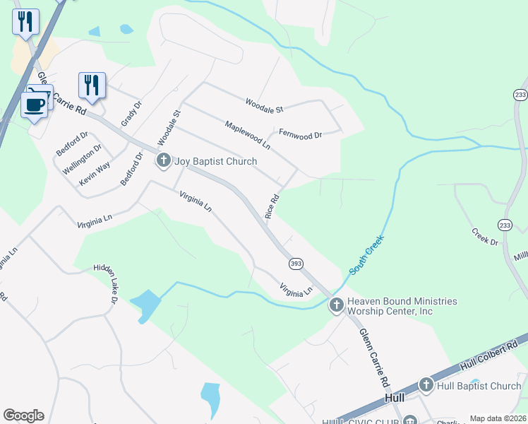 map of restaurants, bars, coffee shops, grocery stores, and more near 724 Glenn Carrie Road in Hull