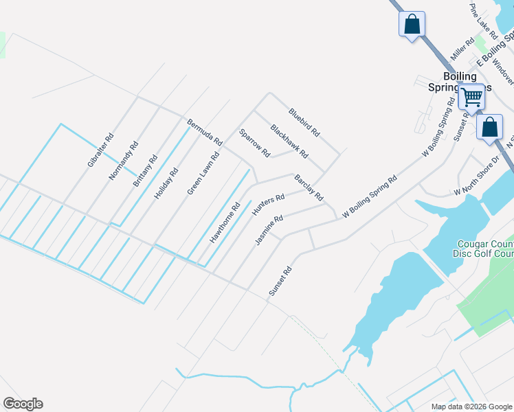 map of restaurants, bars, coffee shops, grocery stores, and more near Hunters Road in Southport