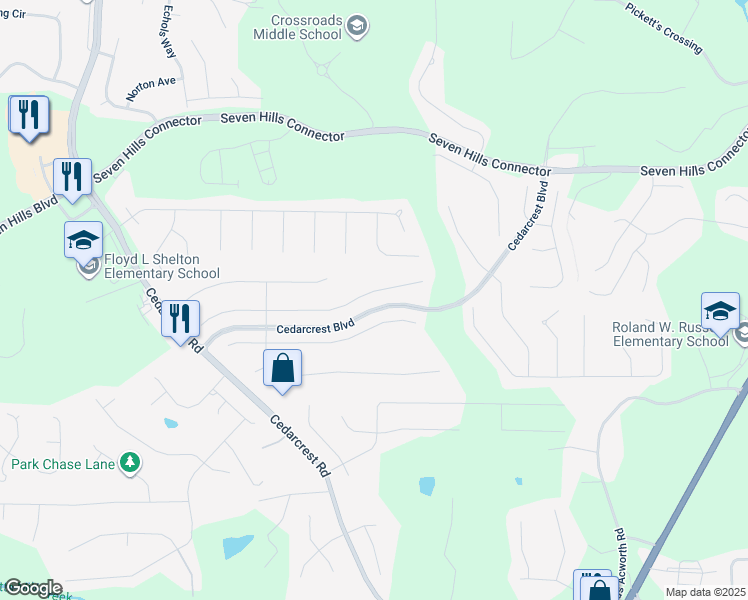 map of restaurants, bars, coffee shops, grocery stores, and more near 268 Parkmont Way in Dallas