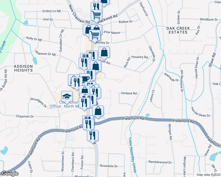 map of restaurants, bars, coffee shops, grocery stores, and more near 2862 Colleton Drive in Marietta