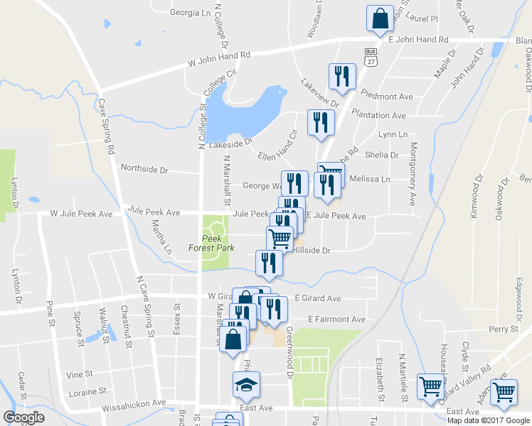 map of restaurants, bars, coffee shops, grocery stores, and more near 130 Jule Peek Avenue in Cedartown