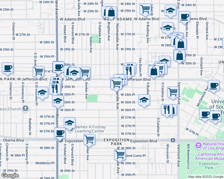 map of restaurants, bars, coffee shops, grocery stores, and more near in Los Angeles