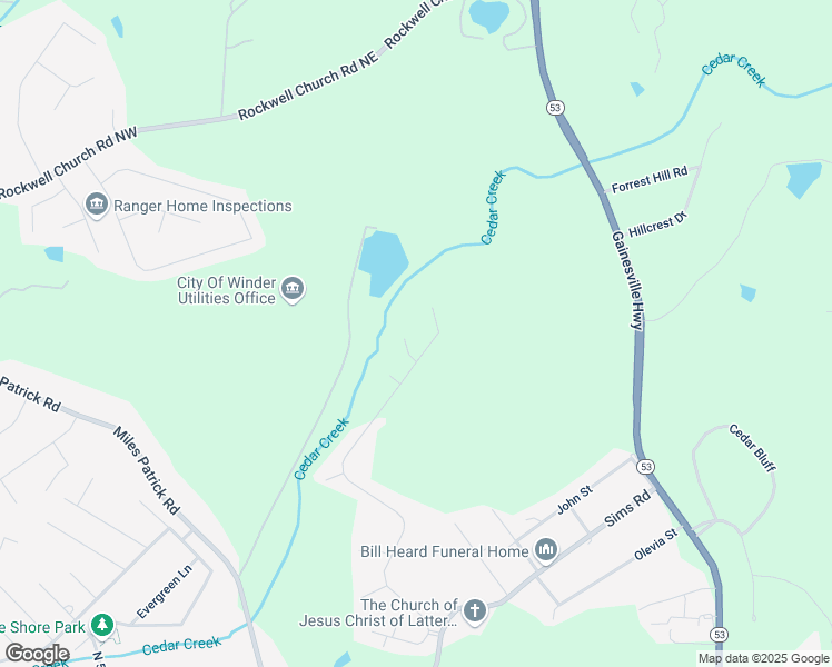 map of restaurants, bars, coffee shops, grocery stores, and more near 515 Ryan Lane in Winder