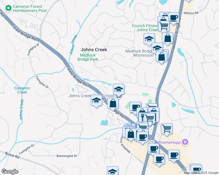 map of restaurants, bars, coffee shops, grocery stores, and more near in 
