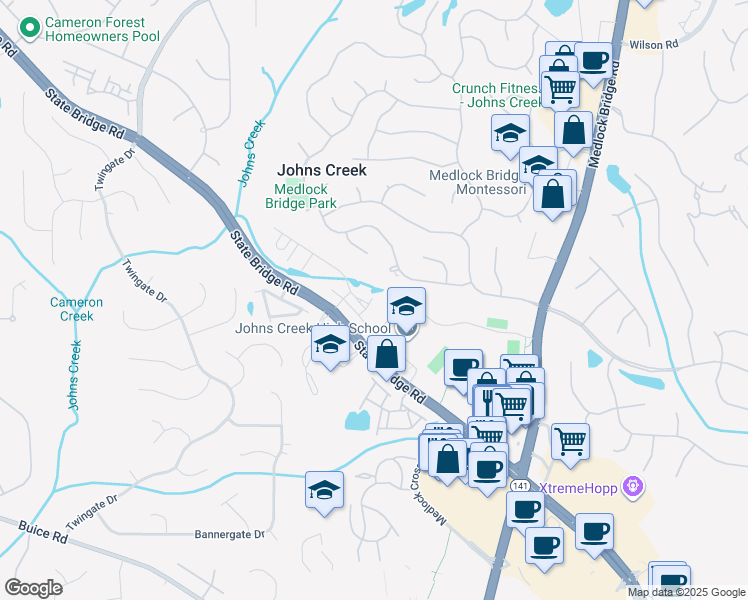 map of restaurants, bars, coffee shops, grocery stores, and more near in 