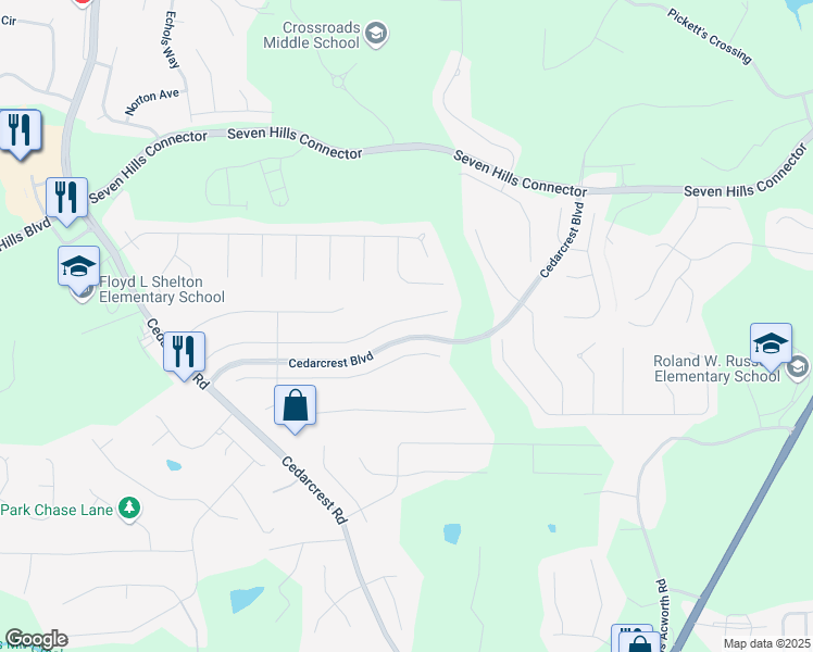 map of restaurants, bars, coffee shops, grocery stores, and more near 296 Parkmont Way in Dallas