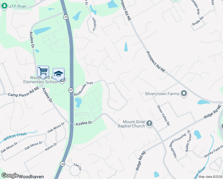 map of restaurants, bars, coffee shops, grocery stores, and more near 2105 Bentbrooke Trail in Lawrenceville