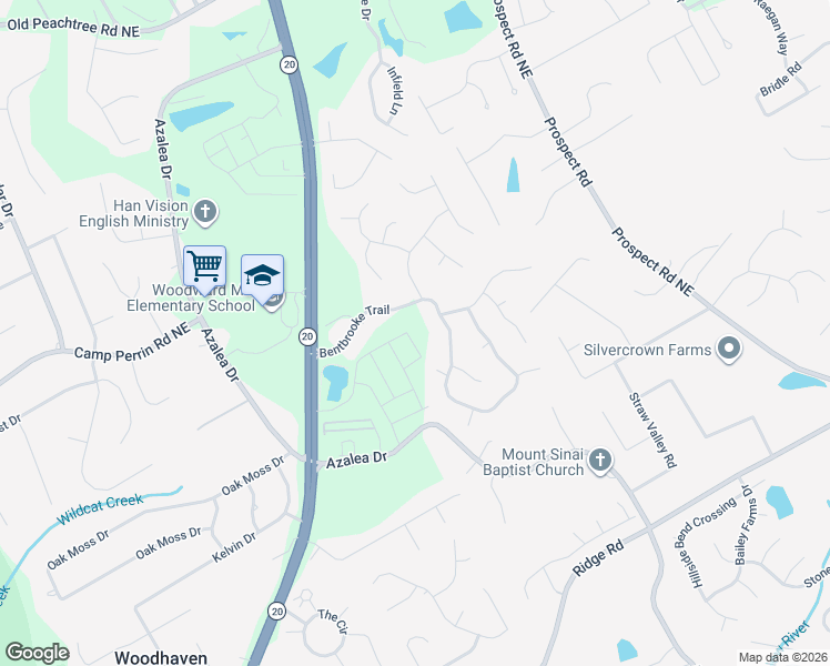 map of restaurants, bars, coffee shops, grocery stores, and more near 2120 Bentbrooke Trail in Lawrenceville