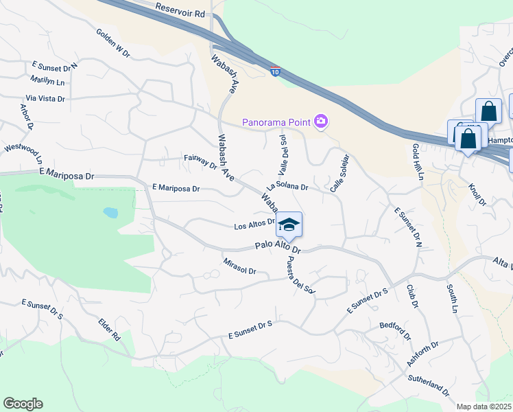 map of restaurants, bars, coffee shops, grocery stores, and more near in Redlands