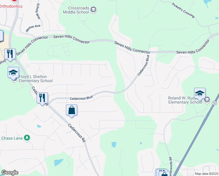map of restaurants, bars, coffee shops, grocery stores, and more near 362 Parkmont Way in Dallas