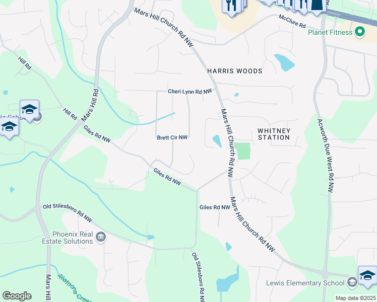 map of restaurants, bars, coffee shops, grocery stores, and more near 4735 Walkabout Creek Court Northwest in Acworth