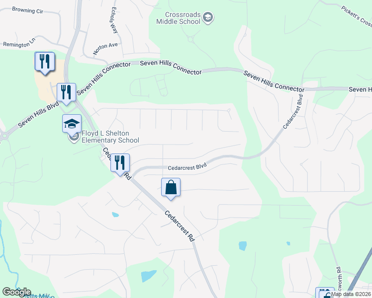 map of restaurants, bars, coffee shops, grocery stores, and more near 116 Teramont Court in Dallas