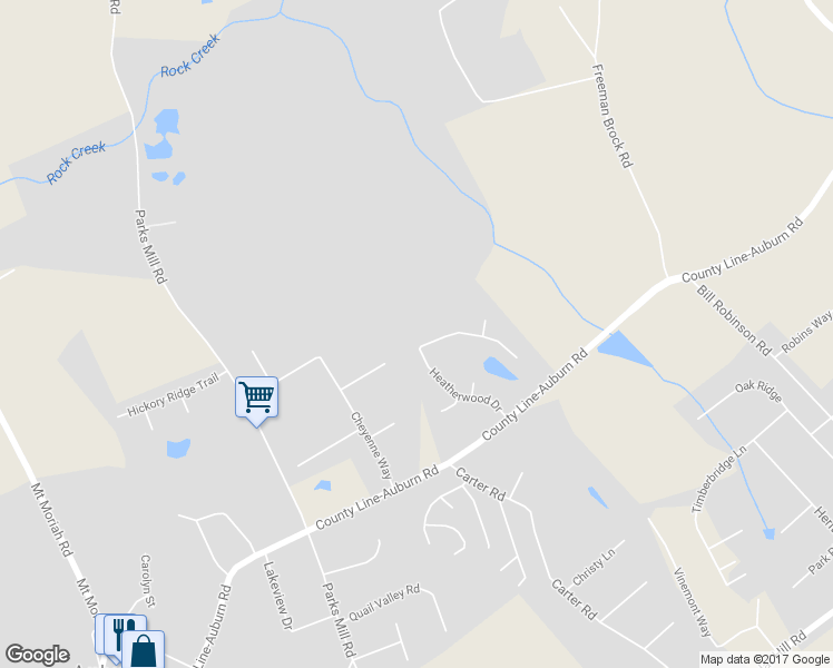 map of restaurants, bars, coffee shops, grocery stores, and more near 324 Heatherwood Drive in Auburn