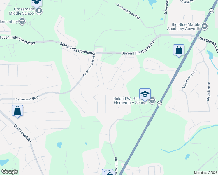 map of restaurants, bars, coffee shops, grocery stores, and more near 212 Rushing Creek Trail in Dallas