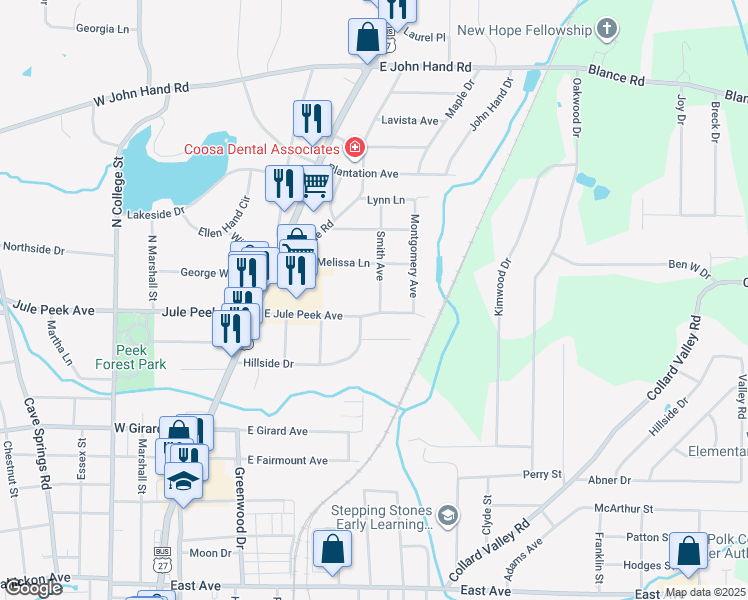 map of restaurants, bars, coffee shops, grocery stores, and more near 605 Smith Avenue in Cedartown