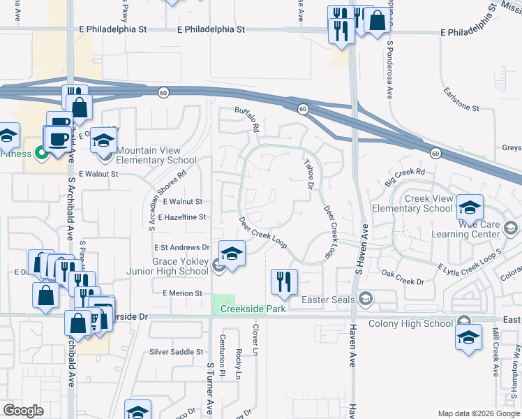 map of restaurants, bars, coffee shops, grocery stores, and more near 3119 Milano in Ontario
