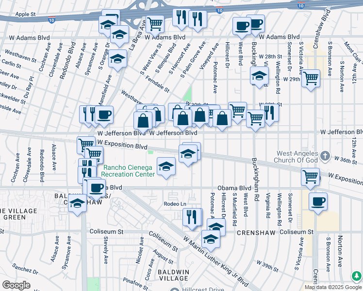 map of restaurants, bars, coffee shops, grocery stores, and more near 3430 Field Avenue in Los Angeles