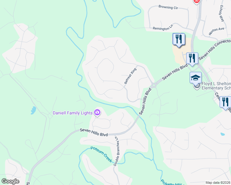 map of restaurants, bars, coffee shops, grocery stores, and more near 65 Shoal Creek Way in Dallas