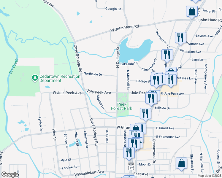 map of restaurants, bars, coffee shops, grocery stores, and more near 214 Jule Peek Avenue in Cedartown