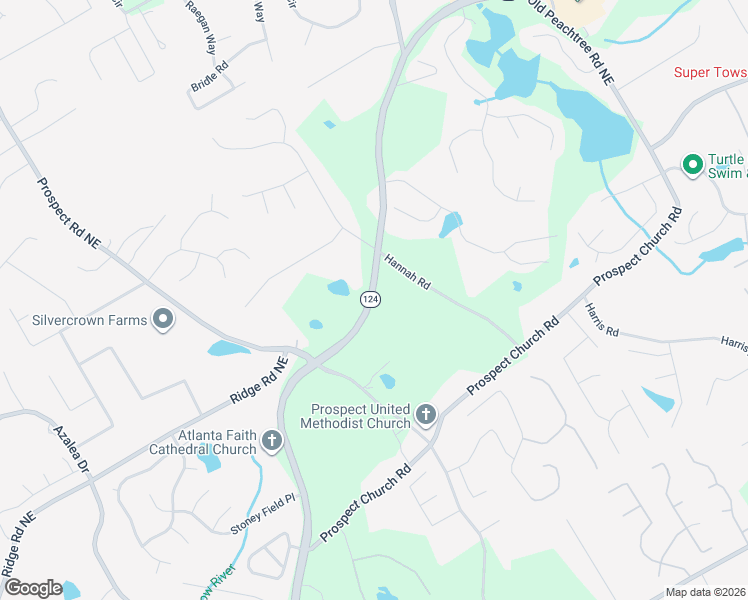 map of restaurants, bars, coffee shops, grocery stores, and more near 1599 Georgia 124 in Lawrenceville
