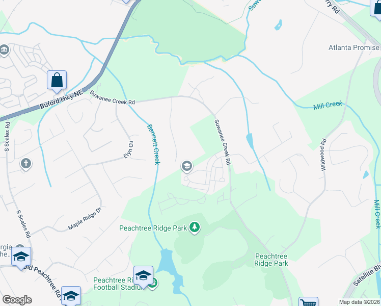 map of restaurants, bars, coffee shops, grocery stores, and more near 3327 Rising Fawn Trail in Suwanee