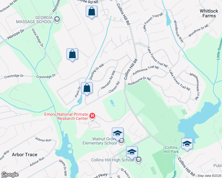 map of restaurants, bars, coffee shops, grocery stores, and more near 342 Clarion Road in Lawrenceville
