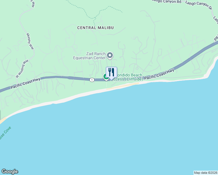 map of restaurants, bars, coffee shops, grocery stores, and more near 27368 Escondido Beach Road in Malibu