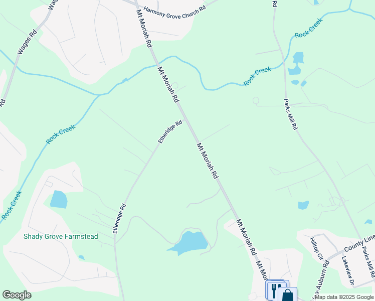 map of restaurants, bars, coffee shops, grocery stores, and more near 204 Mount Moriah Road in Auburn