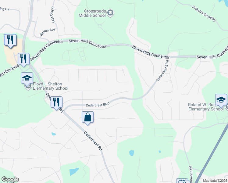 map of restaurants, bars, coffee shops, grocery stores, and more near 296 Parkmont Way in Dallas