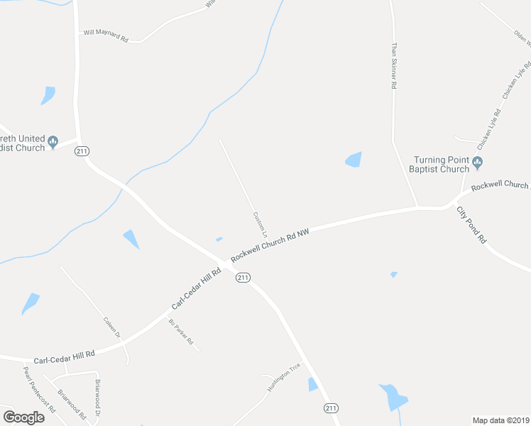 map of restaurants, bars, coffee shops, grocery stores, and more near 807 Custom Lane in Winder