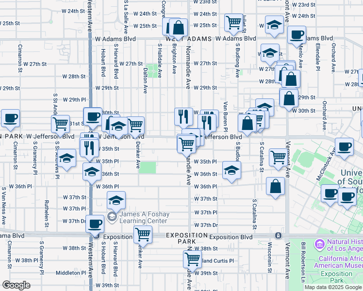 map of restaurants, bars, coffee shops, grocery stores, and more near in Los Angeles