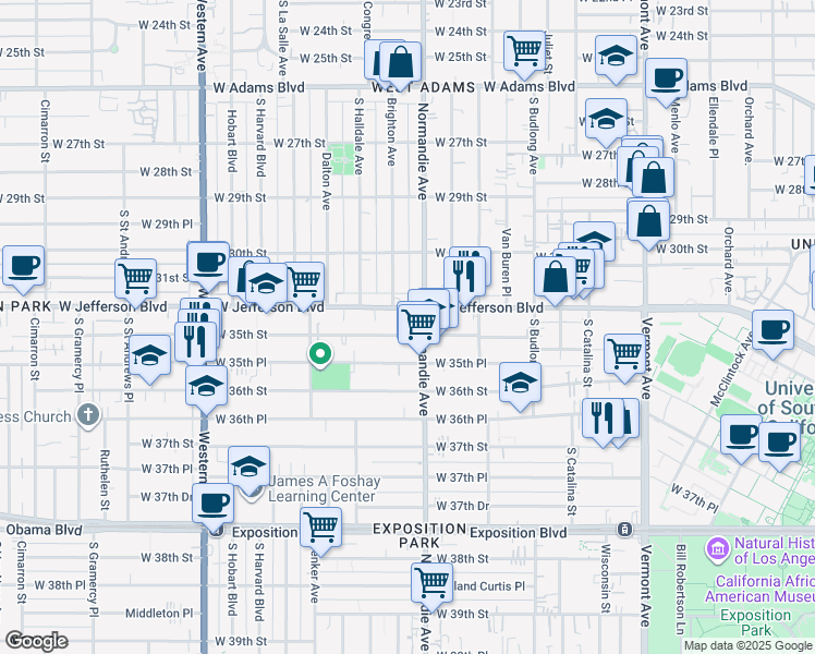 map of restaurants, bars, coffee shops, grocery stores, and more near in Los Angeles
