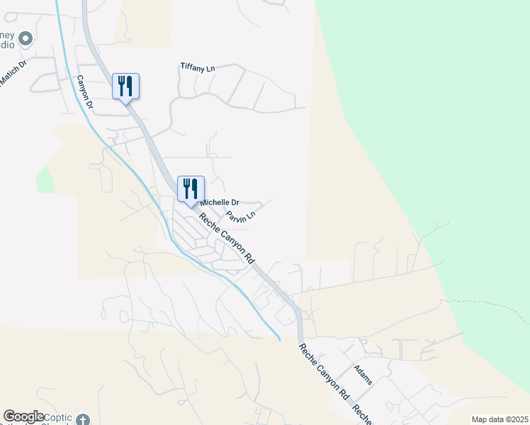 map of restaurants, bars, coffee shops, grocery stores, and more near 3034 Parvin Lane in Colton