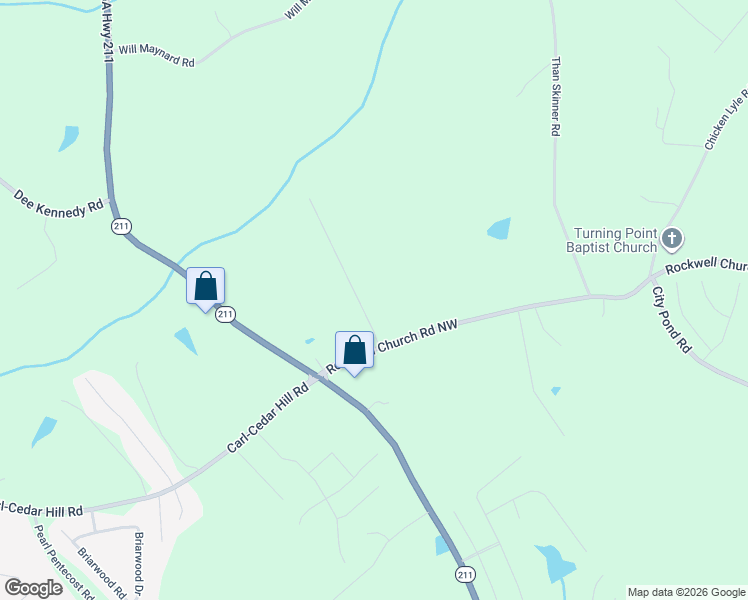map of restaurants, bars, coffee shops, grocery stores, and more near 807 Custom Lane in Winder