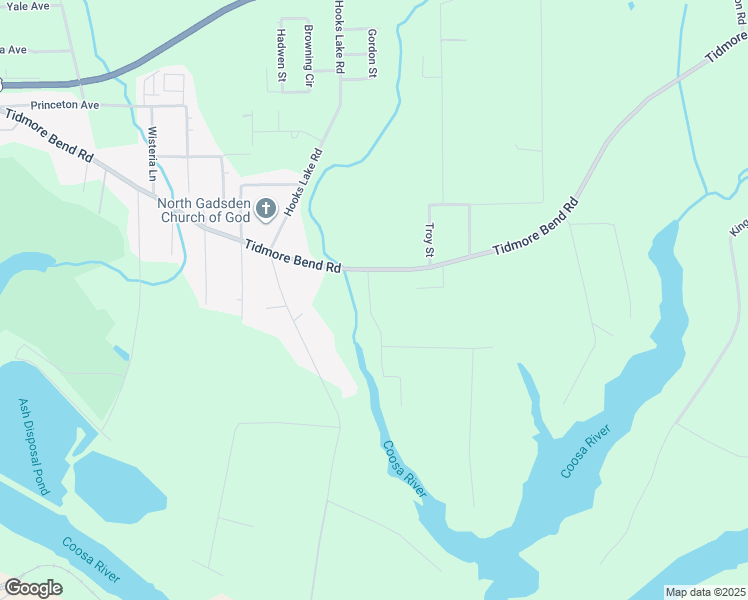 map of restaurants, bars, coffee shops, grocery stores, and more near 103 Kreekview Drive in Gadsden