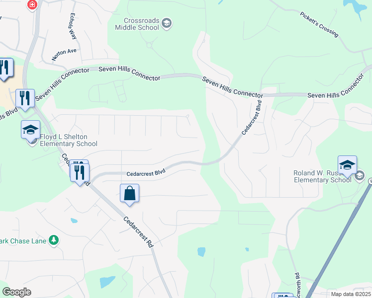 map of restaurants, bars, coffee shops, grocery stores, and more near 296 Parkmont Way in Dallas