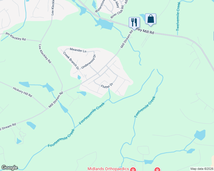 map of restaurants, bars, coffee shops, grocery stores, and more near 148 Flutter Drive in Lexington