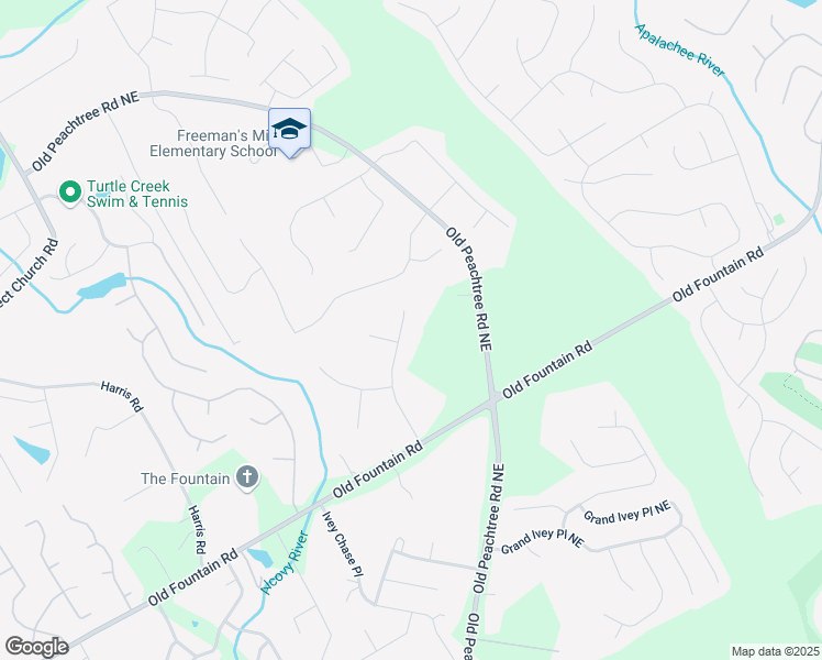 map of restaurants, bars, coffee shops, grocery stores, and more near 1275 Fontainebleau Court Northeast in Lawrenceville