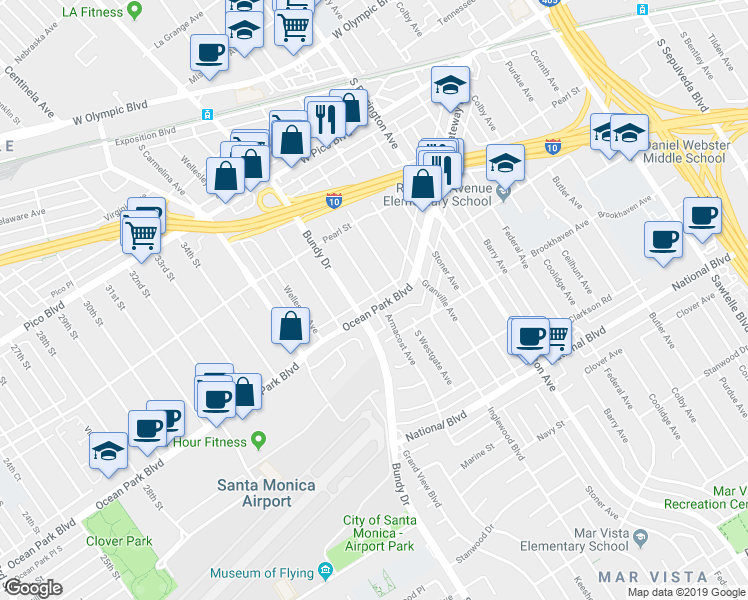 map of restaurants, bars, coffee shops, grocery stores, and more near in Los Angeles